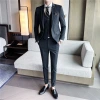 Groom's suit set, men's business professional formal wear, wedding dress, British style, casual and fitted, Korean style suit for men Specification image
